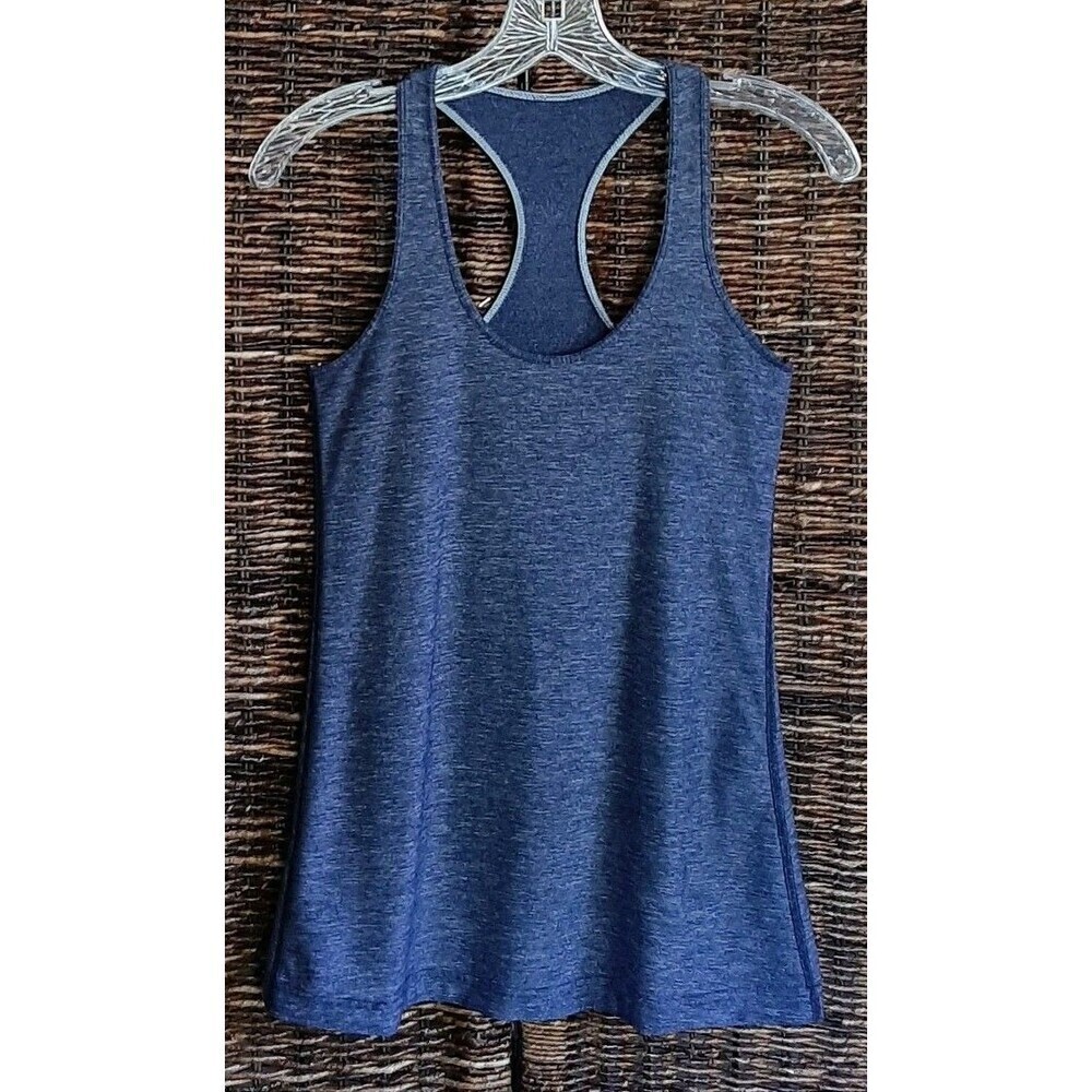 Lululemon Cool Racerback Tank Top XXS Heathered Navy Blue Fitted Stretch Yoga